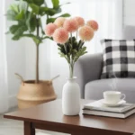 Artificial Dianthus Bouquet Soft Pink Pompon Floral Bunch  - Image 4