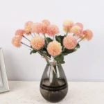 Artificial Dianthus Bouquet Soft Pink Pompon Floral Bunch  - Image 3