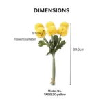 Artificial Dianthus Bouquet Bright Yellow Pompon Floral Bunch  - Image 2