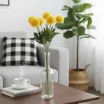 Artificial Dianthus Bouquet Bright Yellow Pompon Floral Bunch  - Image 4