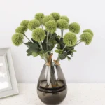 Artificial Dianthus Bouquet Green Pompon Floral Bunch - Image 3