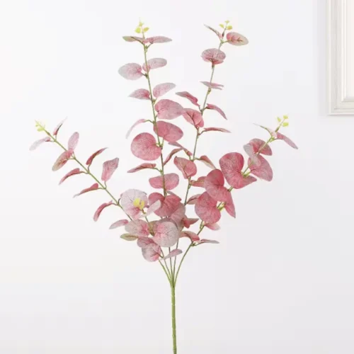 Artificial Burgundy Eucalyptus Leaf Spray Red