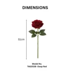 Single Stem Velvet Artificial Deep Red Rose Flower - Image 2