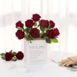 Single Stem Velvet Artificial Deep Red Rose Flower - Image 4