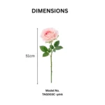 Single Stem Velvet Artificial Pink Rose Flower  - Image 2