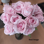 Single Stem Velvet Artificial Pink Rose Flower  - Image 4