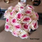 Single Stem Velvet Artificial Champagne Pink Rose Flower  - Image 5