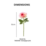 Single Stem Velvet Artificial Champagne Pink Rose Flower  - Image 2