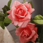 Single Stem Real Touch Moisturizing Artificial Deep Pink Rose  - Image 5