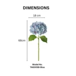 Single Stem 3D Printed Hydrangea Flower Rich Blue  - Image 2