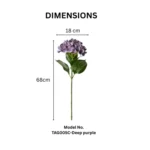 Single Stem 3D Printed Hydrangea Flower Deep Purple  - Image 2