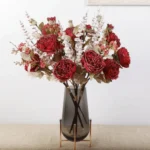 Wine Red Artificial Peony Bouquet  - Image 3