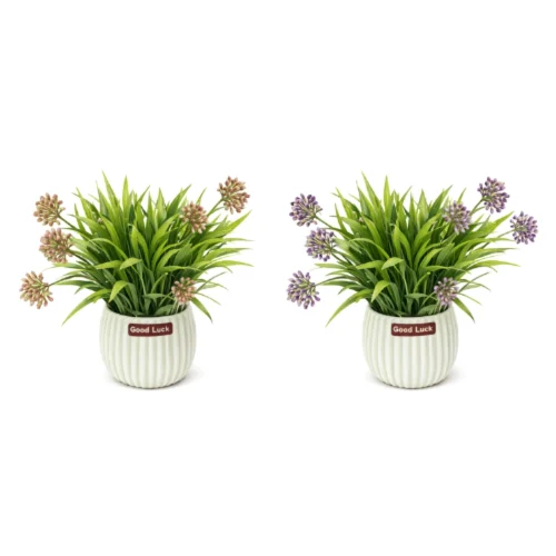 Artificial Allium Grass Pot