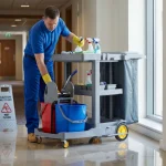 Multi-Tier Janitor  Cleaning Cart with Wringer Bucket & Storage Dustbin - Image 2