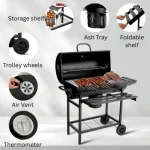 Charcoal BBQ Grill Trolley with Manual Rotisserie  - Image 7