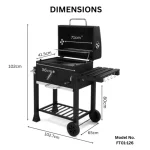 Premium Charcoal BBQ Grill with Warming Rack and Side Table - Image 2