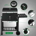 Premium Charcoal BBQ Grill with Warming Rack and Side Table - Image 5