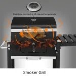 Premium Charcoal BBQ Grill with Warming Rack and Side Table - Image 9