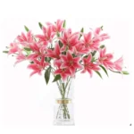 Artificial Lily Flower Stem Deep Pink  - Image 3