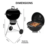 Large Kettle Charcoal BBQ Grill with Lid - Image 2
