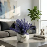 Artificial Lavender Potted Arrangement in a Ribbon Pot - Image 3