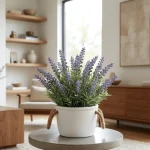 Artificial Lavender Potted Arrangement Rustic Storage Pot - Image 3