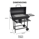 Charcoal BBQ Grill Trolley with Manual Rotisserie  - Image 2