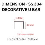 TAITA Premium SS304 Decorative U Profile 12mm - Image 3