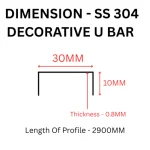 TAITA Premium SS304 Decorative U Profile 30mm - Image 2