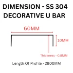TAITA Premium SS304 Decorative U Profile 60mm - Image 3