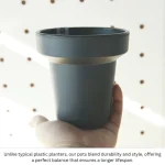 Minimalist Mini Pedestal Round Plastic Planter Blue Gray - Image 9