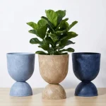 Textured Pedestal Bowl Plastic Planter