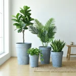 Textured Tapered Rim Plastic Planter Light Gray - Image 6