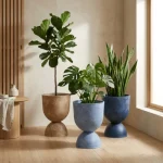 Textured Pedestal Bowl Plastic Planter - Image 5