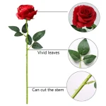 Single Stem Velvet Artificial Red Rose Flower - Image 3