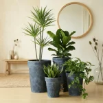 Textured Tapered Rim Plastic Planter Dark Gray - Image 6