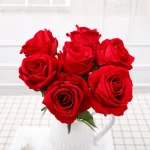 Single Stem Velvet Artificial Red Rose Flower - Image 7