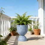 Textured Pedestal Bowl Plastic Planter - Image 8
