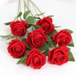 Single Stem Velvet Artificial Red Rose Flower - Image 5