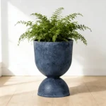 Textured Pedestal Bowl Plastic Planter - Image 9