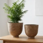 Textured Raised Bowl Plastic Planter Brown - Image 5