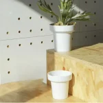 Minimalist Mini Pedestal Round Plastic Planter White - Image 4