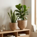 Textured Raised Bowl Plastic Planter Brown - Image 6