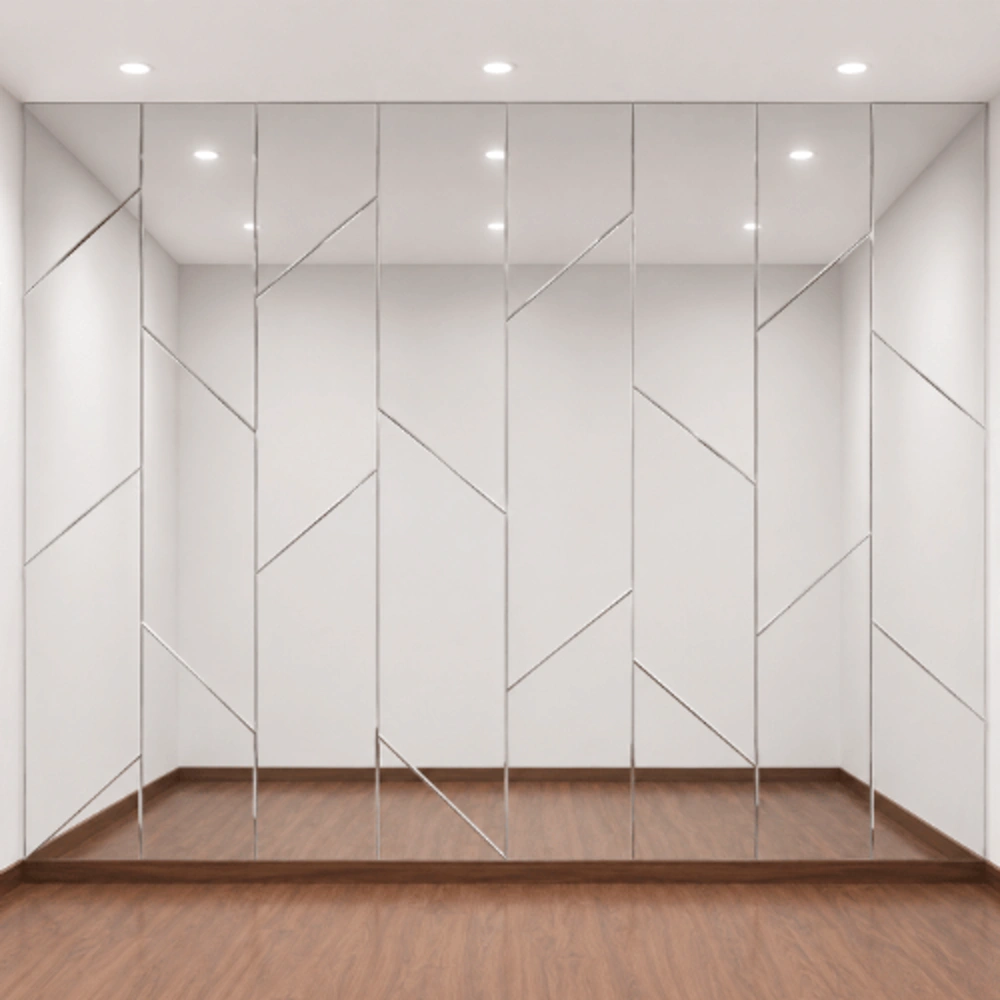 10-41 Asymmetric Beveled Lattice Feature Wall Mirror Tiles