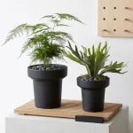Pedestal Round Plastic Planter Black