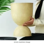 Textured Pedestal Bowl Plastic Planter - Image 14