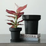 Minimalist Mini Pedestal Round Plastic Planter Black - Image 5