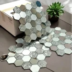 STC Modern Geometric Beveled Edge Self-Adhesive Wall Mirror Tiles Hexa Luxe - Image 2