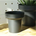 Minimalist Mini Pedestal Round Plastic Planter Black - Image 4