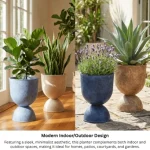 Textured Pedestal Bowl Plastic Planter - Image 10